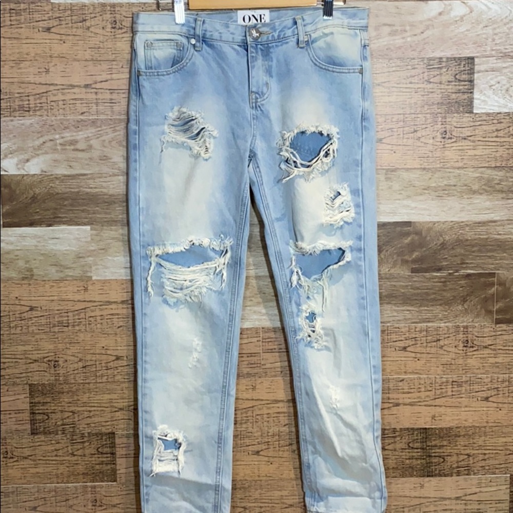One Teaspoon Mid Rise Distressed Jeans